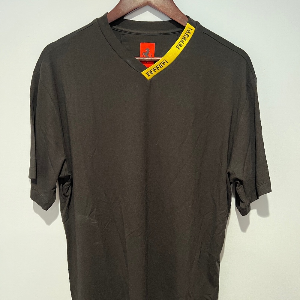Ferrari (Official Ferrari Product) T-Shirt w/ Yellow Accent V-Neck